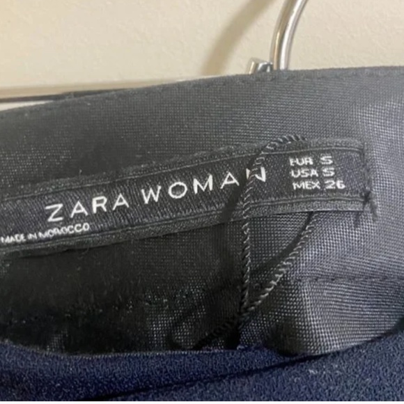 Zara Navy High Waist Pearl Button Slit Pants - Picture 6 of 7